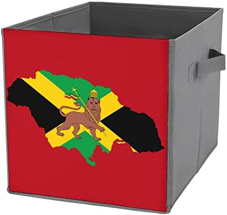 Jamajka Rasta Lion Flag sklopivi kanti za pohranu Printd tkanini kocke košare kutije sa ručkama za odjeću igračke, 11x11x11