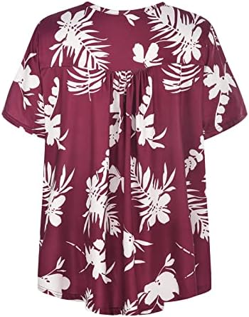 Košulja blube za djevojke s kratkim rukavima V vrat pamuk cvjetna grafička labava fit prevelika havajska bluza za tropske plaže