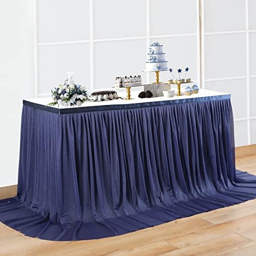Tamnoplave šifonske suknje za pravougaone stolove od 6 stopa ili okrugle stolove, tamnoplava