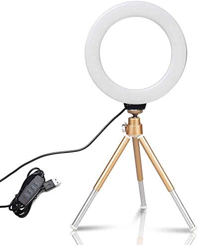 Lhllhl 6 inčni mini LED stolni video prsten selfie lampica sa stativom sa stativom USB utikačem za foto