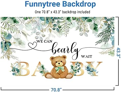 Funnytree 8x6ft Baby Shower Bear party Backdrop fotografija pozadina možemo Bearly čekati akvarel lišće cvjetni lijep torta Tabela dekoracija Photo Booth rekvizite Banner Supplies