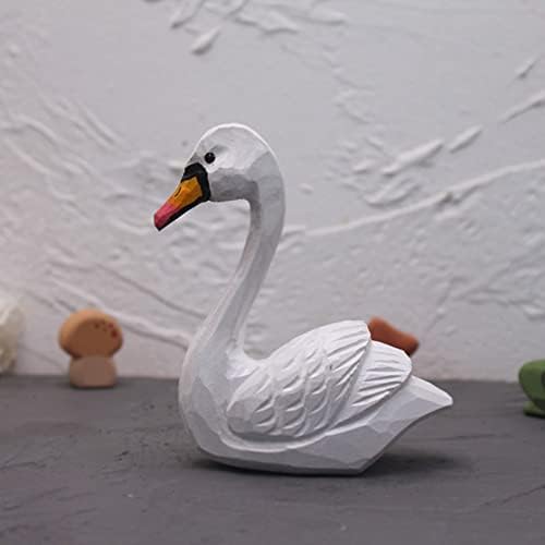 Toyvian drveni Swan figuric Dekor umjetnost Mala guska kistov poklon rezbarenje minijaturne životinje