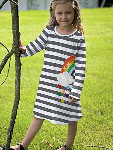 Male djevojčice haljine dugi rukav pamuk Rainbow jesen zima Tshirt haljina sa džepovima Casual odjeća za igru za 2-7 godine