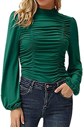 Ženska modna solidna boja dugačak rukavi sa visokim vratom Pleased tanki top modni duksevi, džemperi