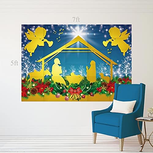 Allenjoy 7x5ft rođenje Isusa Sveta Noć pozadina anđeli jasle scena pozadina Christian Božić Party Decor Banner