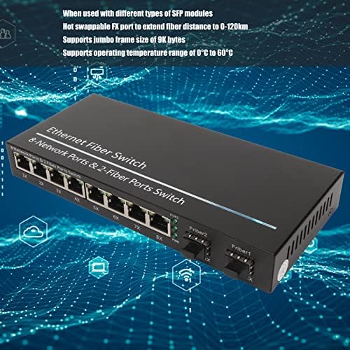 Topincn Ethernet vlaknasti medija, utikač i reprodukcija Ethernet-ova preklopnica 100-240V za mrežu