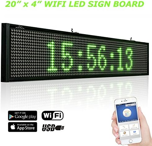 Leads 20 inča zelena LED displeja ploča, WiFi i USB programibilni pomicanji LED znak za trgovinu, ured, posao