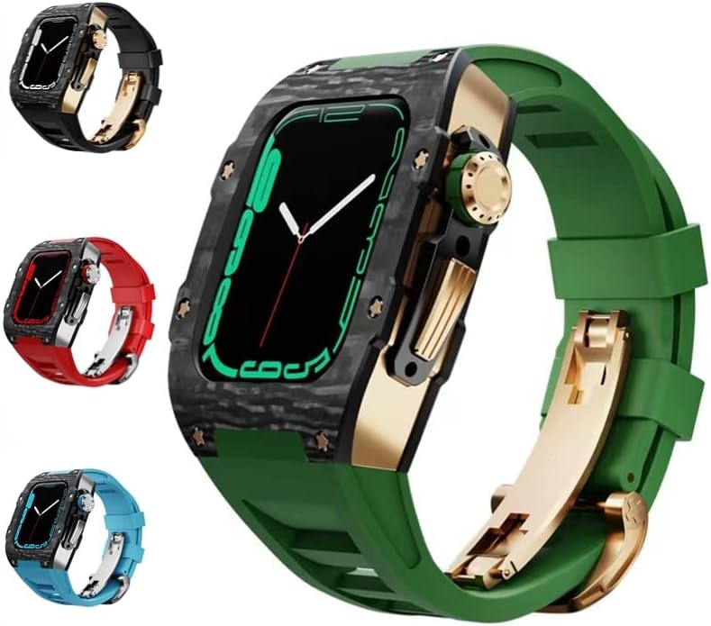 Zaštitna futrola od karbonskih vlakana AZANU za Apple Watch 8 7 45 mm silikonski remen za modifikaciju za iwatch 6 5 SE 44mm