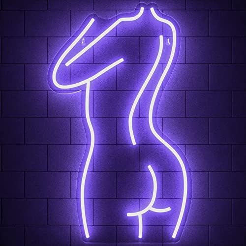 Lady Back neonski znak, 17 × 11, prekidač koji se može prigušiti, USB pogon, ljubičasti LED znak za zidni dekor, seksi djevojačko tijelo neonska svjetla za mušku pećinu / spavaću sobu/kupatilo/igraonicu / Bar/Tattoo Shop / prodavnica za oblikovanje tijela