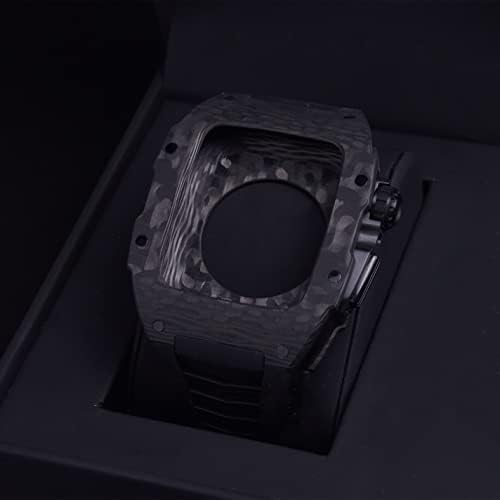 CNHKAU Carbon Fiber Case Sport Style Mod komplet za Apple Watch 7 45 mm Lagani remen za IWatch