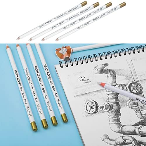 6pcs olovke za gumicu za umjetnike, drvena skica za brisanje za gumbine za crteže drvenog uglja, istaknite farbanje brisača bijele olovke za crtanje za skiciranje, revidirajte brisanje detalja za učenike.