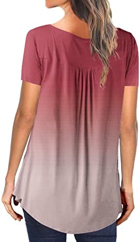 Ženski vrhovi labavi fit sakrij trbuhu 2023 ljetni kratki rukav majice Henley slatke majice Dressy casual bluze