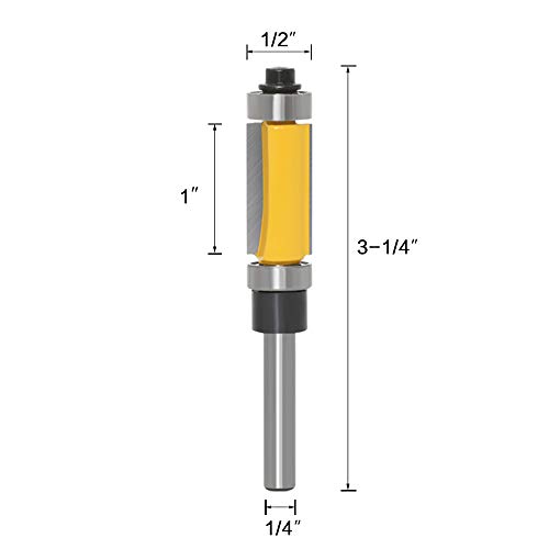 Shuangjia uzorak Flush Trim usmjerivač postavljen 1/4 inčni nosač s gornjim i donjim ležajem - 2 veličine