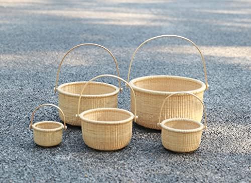 Teng Jin Open Okruga Nintucket Lightship Baskets s ručkama Ručno utovareno Spremnik služe košare za Uskrs, Piknice, poklone, dekor doma i više nekoliko veličina u rasponu od 5 13