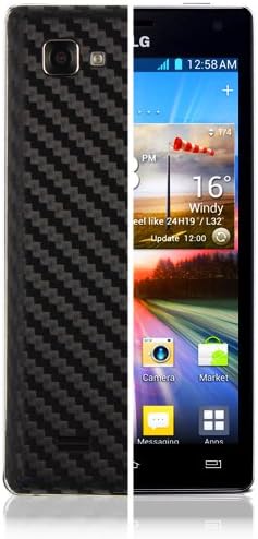 Skinomi crna koža od karbonskih vlakana kompatibilna sa LG Optimus 4X HD TechSkin sa zaštitom