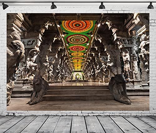 BELECO 8x6ft tkanina Indijski Hindu hram pozadina religiozna dvorana hiljada stubova drevni hram Basrelief statue Indija pozadina djeca odrasli portret pucati foto Studio rekviziti pozadina
