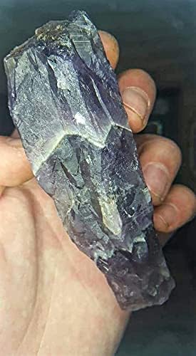 5.4oz Deep Purple Auralite 23 Chevron Amethyst štapić. 1,2 milijarde godina stari ametist dragulja sa srebrom, zlato, pirit, bizmut elementi praćenja