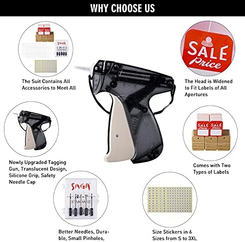 3356pcs Tagging Gun set za odjeću, standardni cijene pištolj sa cijenama sa brzinama sa 2250 Barbs Pričvršćivači i 500 cijena i 600 size naljepnice i 5 igle za trgovinu, trgovce, skladišta i prodaja prodavaonica