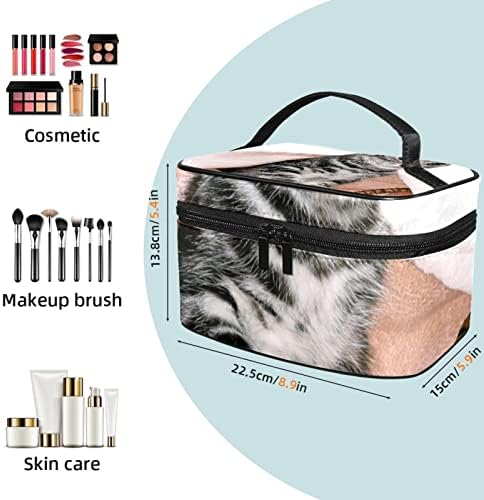 Tbouobt kozmetičke putne torbe, futrola za šminke, šminke za toaletne potrepštine, mačka siva