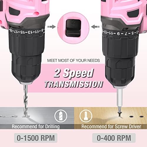 WorkPro ružičasti bežični set litijum-jona 20V, 1 baterija, punjač i torba za pohranu - ružičasta