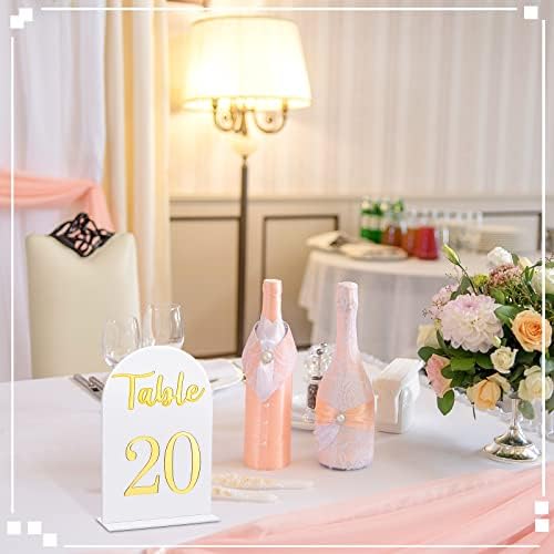 20 komada lučni akrilni vjenčani stol brojevi bijeli stol znakovi Broj 1-20 sa tribinama 4 x 6 inča Zlatni stol brojevi znakovi za svadbeni prijem događaj godišnjica rođendana svadbeni tuš