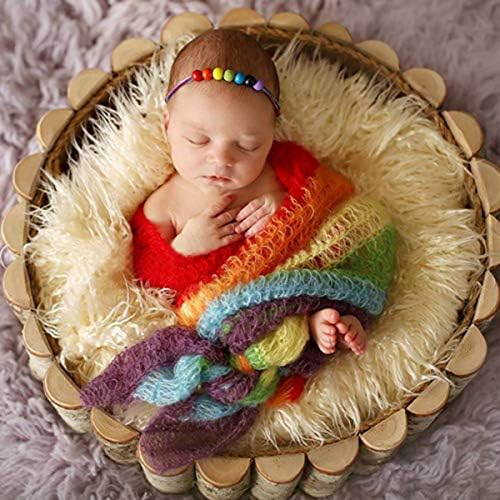 Rekviziti za novorođenu fotografiju, Baby Rainbow Striped Wrap Photo Props Newborn Wraps Photography Stretch za dječake i djevojčice poklon za tuširanje