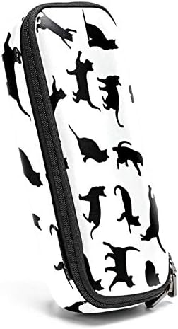Torba za olovku od crne mačke kože sa dvostrukim patentnim zatvaračem torba za pohranu za pohranu za pohranu
