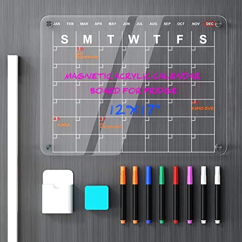 Magnetna tabla kalendara za suvo brisanje za frižider, Polegas 17 x12 akrilna tabla za kalendar koja se može
