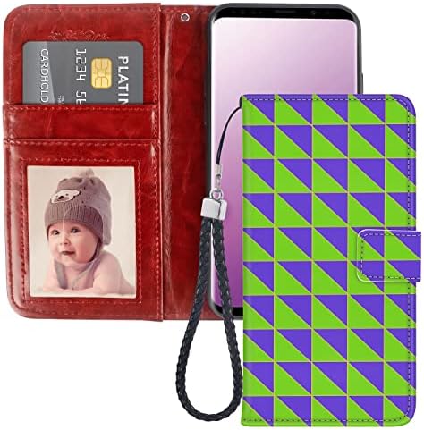 Dafei novčanik slučaj za Samsung Galaxy S9 sa dizajnerskim Square Art Print uzorak PU Koža Flip Folio ID& kreditne kartice džep Lanyard