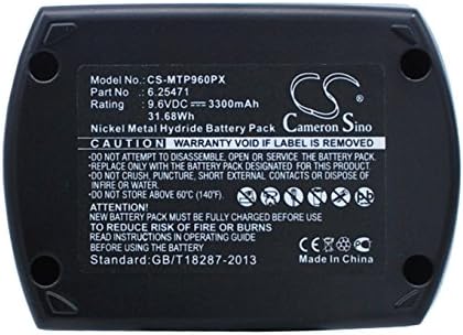 Cameron Sino Nova zamjenska baterija odgovara Metabo BS 9.6, BS9.6, BSZ9.6, BSZ9.6 Zračno hlađenje, BSZ9.6im plus, BZ9.6SP, Impus, KSA9.6, SB9.6, SBP9. 6, sbt9.6, ula 9.6 (3300mAh / 31.68Wh