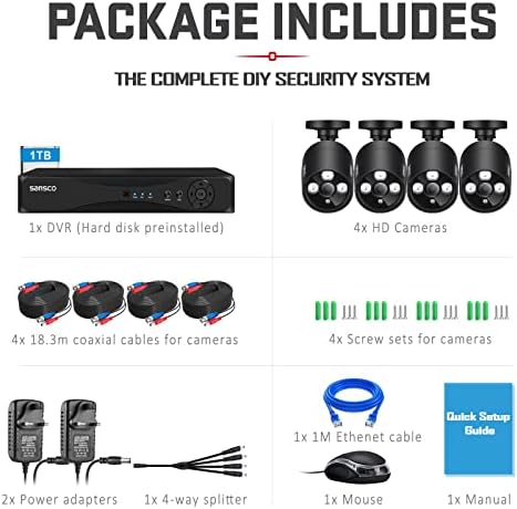 [True HD] Sansco 2K Proširiv 8CH sistem sigurnosnih kamera W / 1TB HDD, 2MP CCTV vanjske vodootporne kamere | 24/7 i snimanje motala, e-pošta / push upozorenje, daljinski pristup | Podrška do 8 kamera