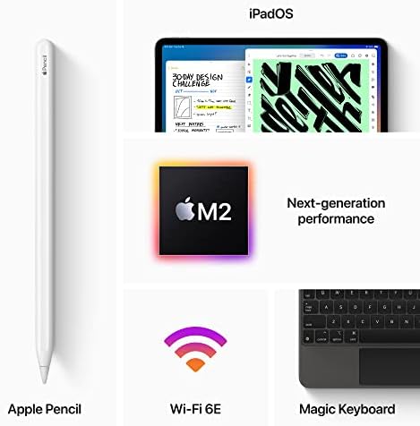 Apple iPad Pro 12,9 inča: sa m2 čip, tečni mrežni XDR displej, 256 GB, Wi-Fi 6e, 12MP prednji / 12MP i 10MP pozadine kamere, ID-a za lice, cjelodnevni vijek trajanja - srebro
