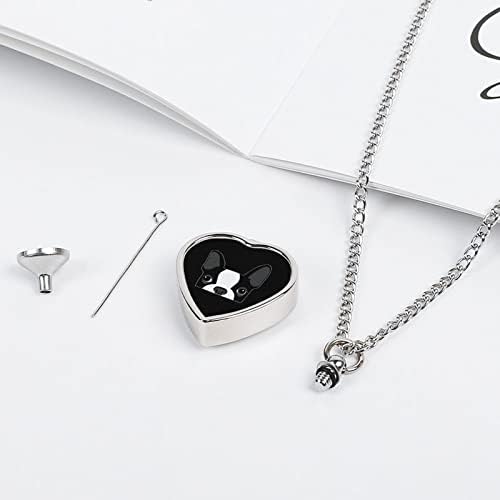 Francuska buldog glava urn ogrlica od srca srebrni urn urn privjesak nakit nakit za pepeo za kućne