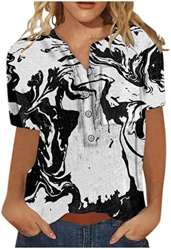 Top T Shirt za žene jesen ljeto kratki rukav Odjeća posada vrat dugme Down Up Lounge T Shirt 45 45