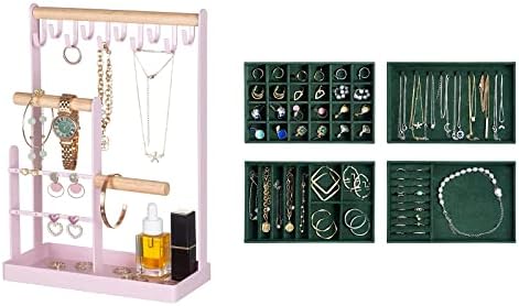ProCase stalak za nakit paket držača ogrlice sa setom od 4 ladice za nakit koje se mogu slagati