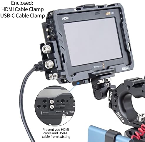 Nitze 5-inčni kavez za Monitor w HDMI & amp; USB-C Stezaljka za kablove kompatibilna sa Blackmagic dizajnom BMD Video Assist 5 12g 3G
