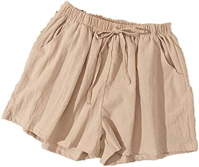 Žene povremene ležerne elastične struke čisto boje kratke hlače Ljetna plaža lagane kratke hlače sa džepovima