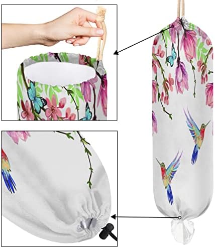 Držač plastične torbe cvijet Hummingbird zidne plastične kese ljetni leptir Organizator shopping dispenzeri torba za kućnu kuhinju putni dekor, 1 pakovanje