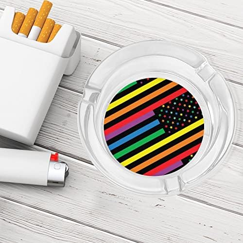 Rainbow Američka zastava LGBT gay Pride staklo pepeljara okrugle cigarete Držač za nosače pepela za kućni uredski ukras