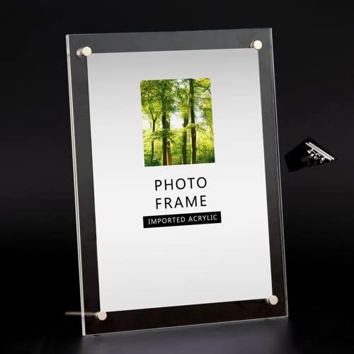 5x7 Akrilni plutajući okvir za slike, vodoravno ili vertikalno akrilni okvir za slike, jednostavan okvir za portret, dokumenti Certifikati otisci, jasan fromne na radnoj površini sa postoljem