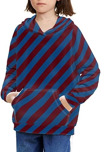 Kuiliupet Boys Duksevi slatke dukseve za dječake Girls Bordeaux crvene pruske plave pruge Dizajn pulover duksev
