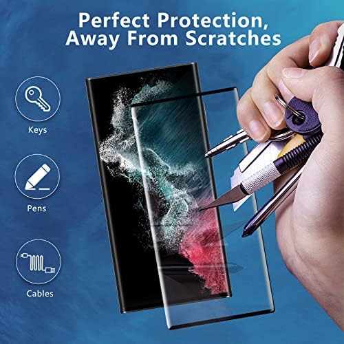 Zaštita ekrana od kaljenog stakla od 2 pakovanja za Samsung Galaxy S23u Ultra 5g i 2 pakovanja za staklo kamere, precizan izrez, bez mjehurića, jednostavna instalacija, 9h tvrdoća HD, 3D zakrivljene ivice