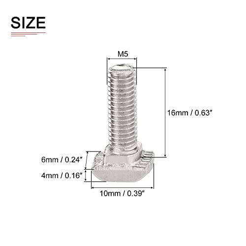 DTGN M5x16mm T-Slot Drop - in klinasti klizni vijak-10Pack-dobro za građevinsku industriju - vijci od karbonskog čelika T oblika - srebrni ton