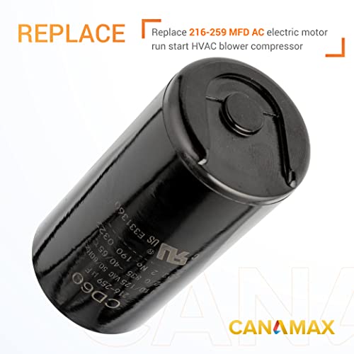 Canamax 216-259 Uf / MFD 110-125V kondenzator sa okruglim startom - zamjena za AC motor ili