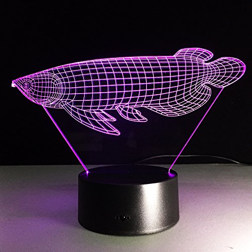 3D simulacija Arowana Riba vizualna LED noćna svjetlost 7 boja Lucky Stol lampica Dekor šarene