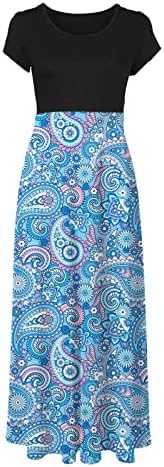 Ljetne haljine za žene 2023 Modni Boho cvjetni maxi haljina Slim o-izrez kratkih rukava kauzalna dugačka sjenka