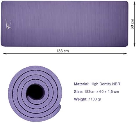 Fitem podloga za vježbanje - Ultra-debela-NBR pjena visoke gustine - 183 x 60 x 1,5 cm / 1 cm za teretanu, jogu, vježbe, fitnes, gimnastiku, Pilates, treninge, bodybuilding-uključena traka za nošenje