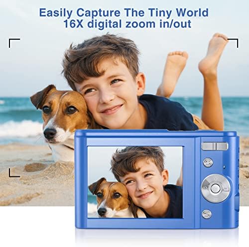 Digitalna kamera kamera za automatsko fokusiranje i snimanje, fhd 1080p 48mp dječija kamera sa memorijskom karticom od 32 GB,kamera za zumiranje Vlogiranja od 16x male digitalne kamere za djecu tinejdžere studente