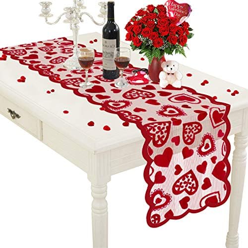 Mosoan Valentines Day Decor Tabela Runner - 13 x 72 inčni Red Lace table Runner za svadbenu zabavu,