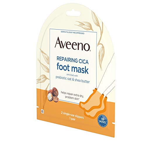 Aveeno Repairing CICA maska za stopala sa Prebiotičkim Oatom i Shea maslacem, hidratantna maska za stopala za dodatnu suhu kožu, 6 par